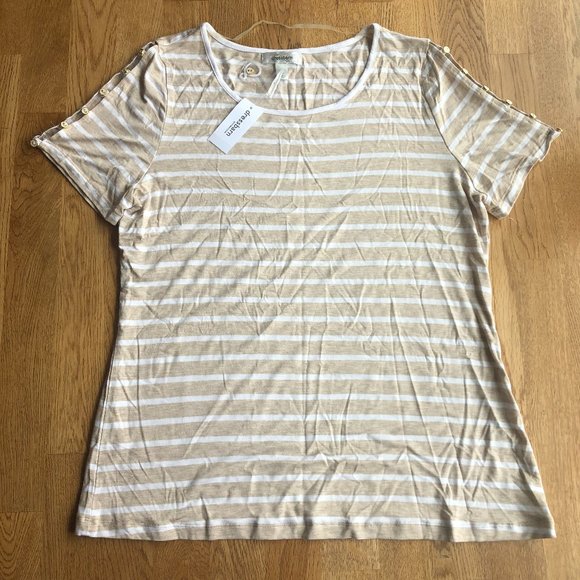 Dressbarn Striped Button Sleeve Top XL NWT - Picture 1 of 6